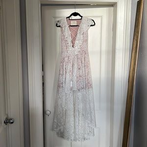 New The Jetset Diaries, none white crosstie lace ruffle dress, size small